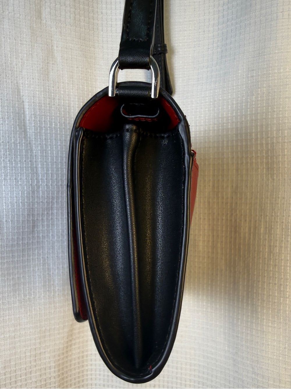 Calvin Klein Red Colorblock Faux Saffiano Leather Crossbody Bag EUC - Picture 7 of 13
